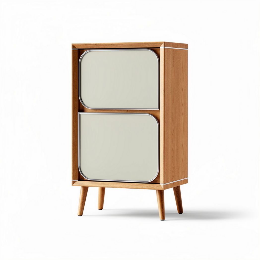 Wooden storage cabinet with two sliding doors and tapered legs 60 x 40 x 90cm
