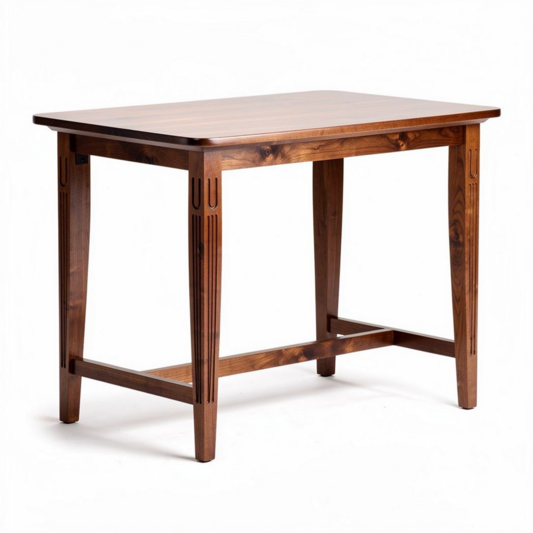 Solid wood dining table with crafted legs 120 x 60 x 75cm walnut finish