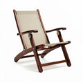 Wooden folding chair with fabric seat in natural color 80 x 60 x 90cm