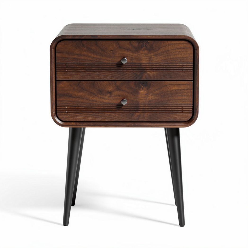 Wooden nightstand with two drawers in walnut finish 50 x 40 x 60cm