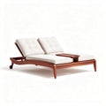 Wooden lounge chair with adjustable backrest and removable cushion in cream color 200 x 120 x 70cm