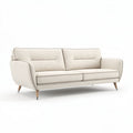 Modern upholstered sofa in light beige fabric with wooden legs 180 x 80 x 85cm