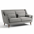 Modern gray fabric loveseat with wooden legs measuring 200 x 90 x 85cm