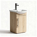 Compact bathroom vanity with single sink and storage cabinet 80 x 40 x 85cm in natural wood finish