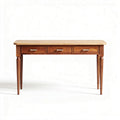 Wooden writing desk with three drawers in walnut finish 120 x 50 x 75cm