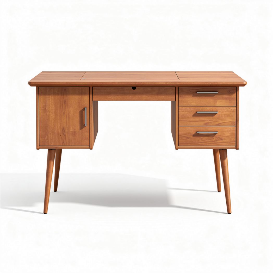 Wooden writing desk with three drawers and one cabinet 120 x 60 x 75cm