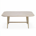 Rectangular wooden coffee table with gold metal legs 150 x 90 x 75cm