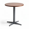 Round wooden table with metal base suitable for dining or office space 60 x 60 x 75cm
